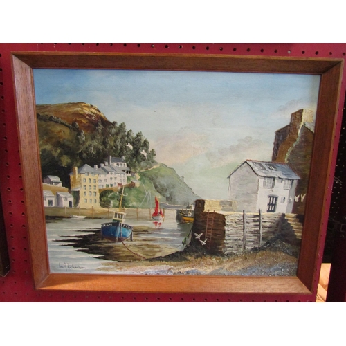 1064 - JAMES R. RICHARDSON (XX) A framed oil and sand on board, view of Polperro Harbour, Cornwall. Signed ... 