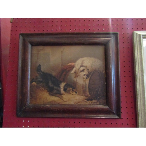 1069 - A G.Armfield print depicting two dogs with barrel, framed, 22cm x 28cm image size