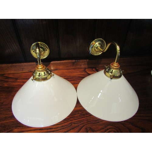 1085 - A pair of Christopher Wray white coolie wall mounted lamp shades