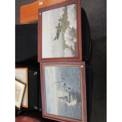 1149 - Four assorted pictures including two Harry Spencer oils on board of military planes