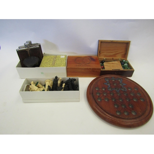 1347 - Mixed tabletop game related items and others including a solitaire board and a quantity of marbles, ... 