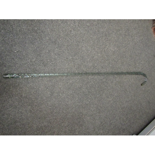 1382 - A glass walking stick with spiral twist inset, 95cm long