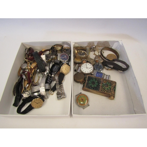 1420 - A box of mixed plated wares including spoons, knives etc and a collection of mixed watches including... 