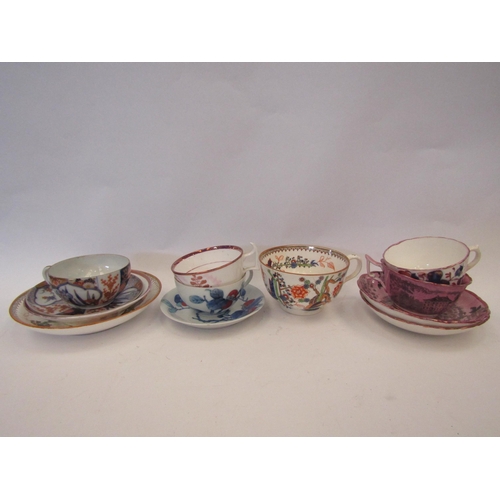 1424 - A box of various tea cups and saucers including lustre and Imari design