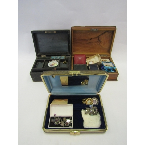 1362 - Three jewellery boxes with contents including brooches, earrings, necklaces, etc