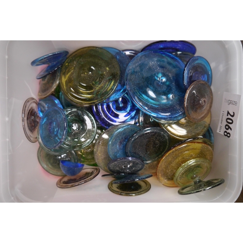 2068 - A box of mixed centre stained glass roundels