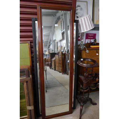 2112 - An Edwardian mahogany full height bevelled edge dress mirror 169 x 51cm