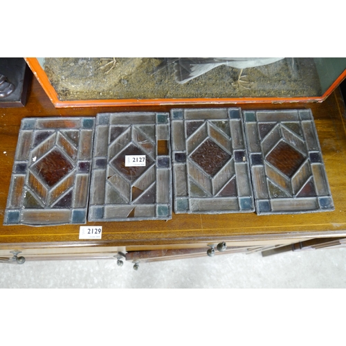 2127 - Four stained lead glass lantern panels