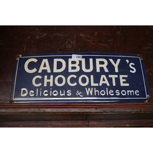 2082 - A reproduction enamel sign; Cadburys Chocolate, 50cm x 19cm