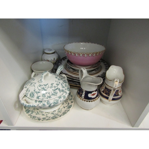 1500 - A quantity of mixed 19th and 20th Century decorative ceramics, including a soup tureen stand and lad... 