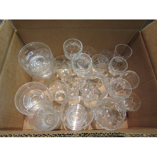 1531 - A set of four Stuart Crystal sundae dishes. A set of three star cut Stuart Crystal sundae dishes. A ... 