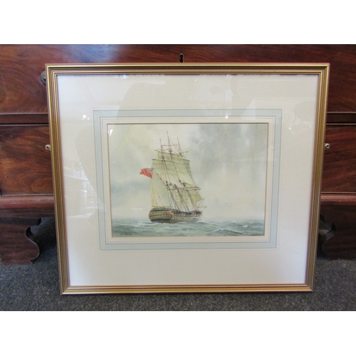 1539 - C. W. MORSLEY: A watercolour of Man O' War ship, signed lower left, framed and glazed, 24cm x 33cm i... 