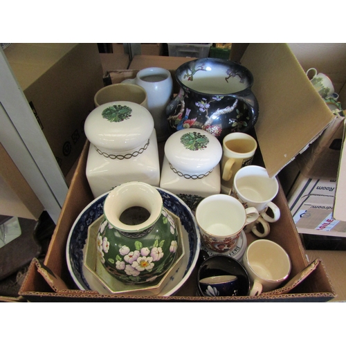 1593 - A box of ceramics including a large Bisto jug decorated with birds and foliage, Taunton Vale storage... 