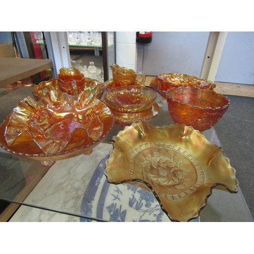 1617 - A selection of carnival glass jugs and bowls (12)