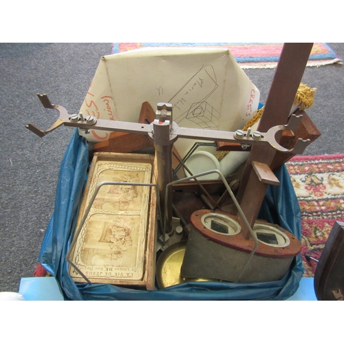 1174 - An assortment of items including militaria such as badges, slide viewer and slides, pair of photogra... 