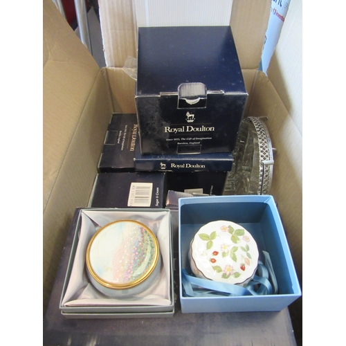 1184 - A box containing mostly ceramics including various boxed Royal Doulton examples