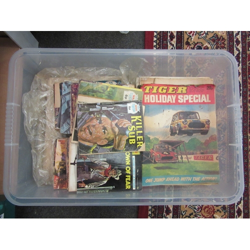 1205 - A box of comics including Killer Sub, Town of Fear, Tiger Holiday special etc.