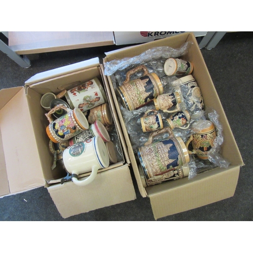 1211 - Two boxes of beer steins, various sizes