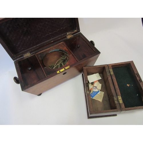 1245 - A 19th Century rosewood sarcophagus form tea caddy together with a trinket box (2)