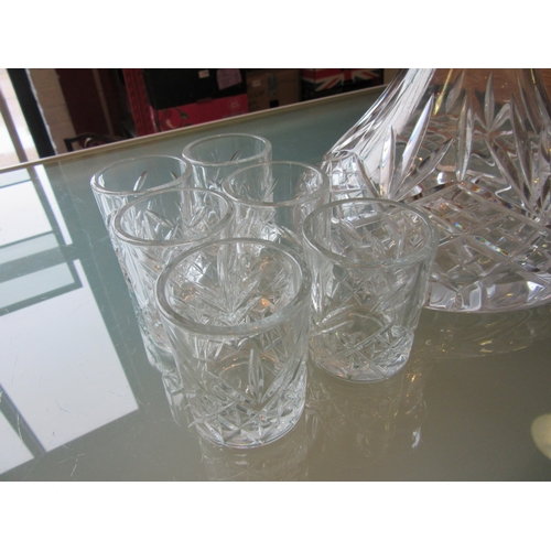 1246 - A glass ship's decanter and set of six shot glasses