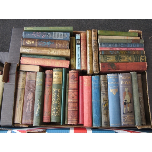 1268 - Three boxes of assorted late 19th/early 20th Century pictorial cloth titles, various novels, childre... 