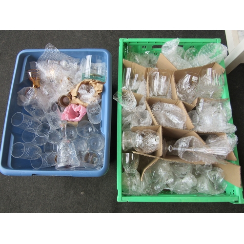 1275 - Two boxes containing a quantity of assorted drinking glasses