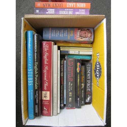 1276 - A box of mixed books, some music biographies including Led Zeppelin, Jimmy Page, Jimi Hendrix, etc