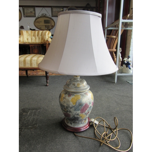 1294 - A hand-painted ginger jar lamp on mahogany base