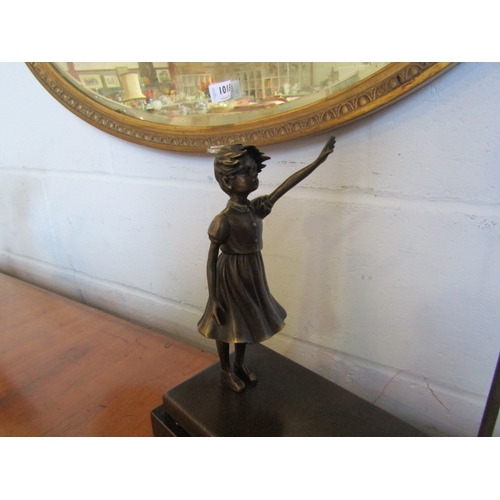 1011 - A bronze of girl with balloon after Banksy on marble base, 39cm tall