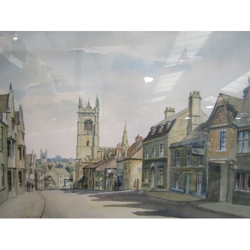 1068 - G. REES: 'Teesdale'. A watercolour of a street scene, 31cm x 43cm, plus a watercolour scene of Beach... 