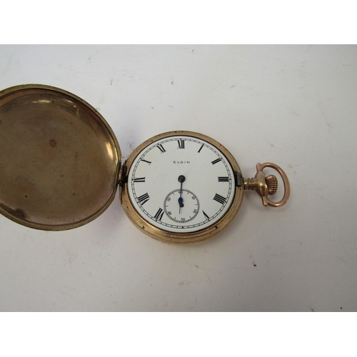 1364 - An Elgin gold plated full hunter pocket watch, Roman numeral dial, 'Elgin' to face, blued hands, wit... 