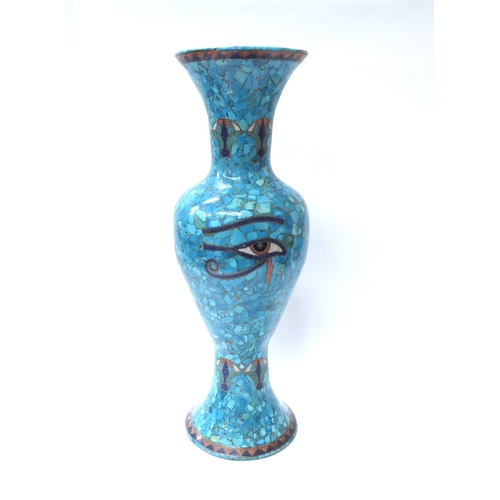 6081 - A 20th Century Persian/Egyptian influenced mosaic cloisonne vase with motifs including Eye of Horus ... 