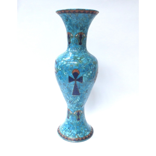 6081 - A 20th Century Persian/Egyptian influenced mosaic cloisonne vase with motifs including Eye of Horus ... 