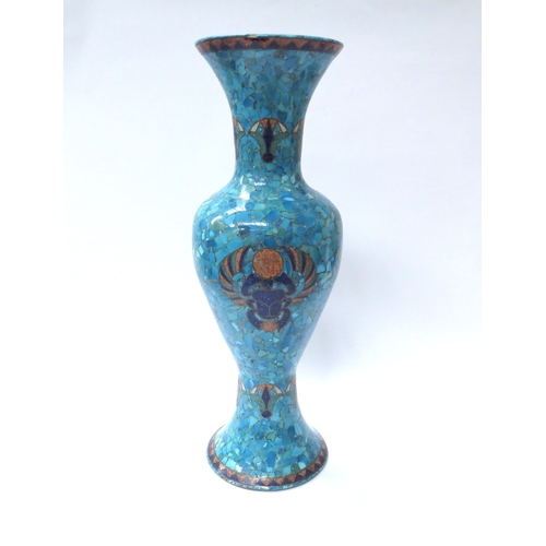 6081 - A 20th Century Persian/Egyptian influenced mosaic cloisonne vase with motifs including Eye of Horus ... 