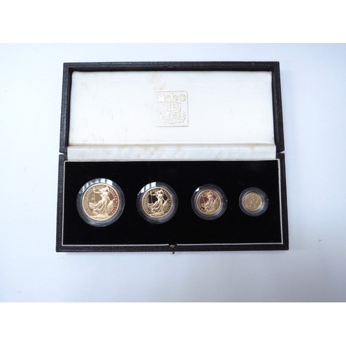 6437 - An Elizabeth II Britannia 1987 gold proof set with certificate, ranging from 100 pound ounce down to... 