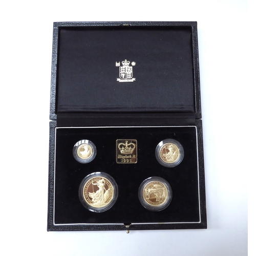 6436 - An Elizabeth II Britannia 1995 gold proof collection with certificate, ranging from 100 pound ounce,... 