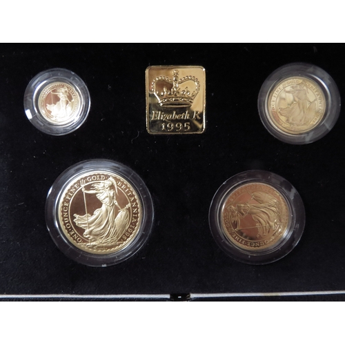 6436 - An Elizabeth II Britannia 1995 gold proof collection with certificate, ranging from 100 pound ounce,... 