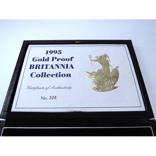 6436 - An Elizabeth II Britannia 1995 gold proof collection with certificate, ranging from 100 pound ounce,... 