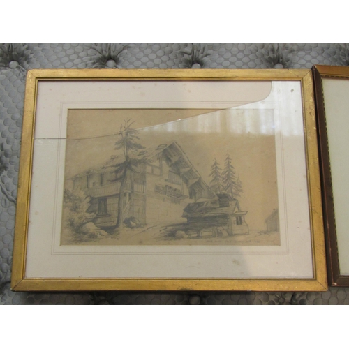 4433 - ARCHIBALD REID: A 19th Century sketch depicting chalet, signed and dated 1882 lower right, 23cm x 34... 