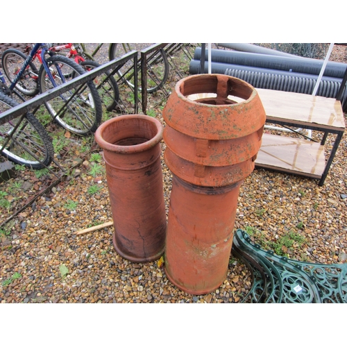 3413 - Two terracotta chimney pots