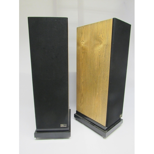 7357 - Hi-fi - A pair of TDL Electronics Studio 1 floorstanding speakers, serial no. 02237, on metal stands... 