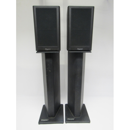 7355 - Hi-fi - A pair of Mission 760i bookshelf speakers, with a pair of Atacama SE24 speaker stands