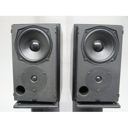 7355 - Hi-fi - A pair of Mission 760i bookshelf speakers, with a pair of Atacama SE24 speaker stands