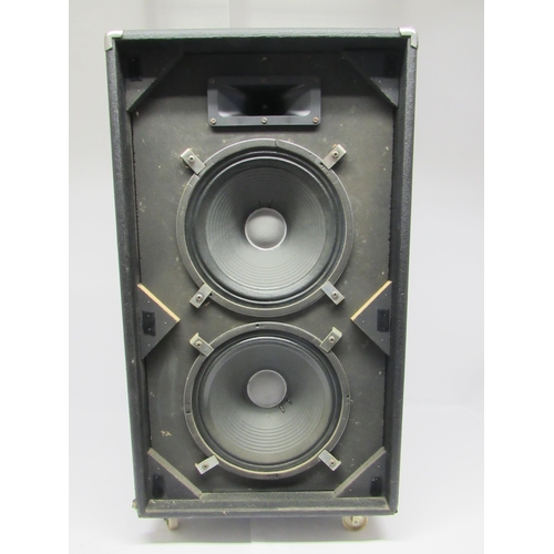 7421 - A large PA speaker on castors, 89.5cm tall x 48cm wide x 29cm deep