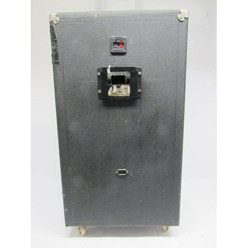 7421 - A large PA speaker on castors, 89.5cm tall x 48cm wide x 29cm deep