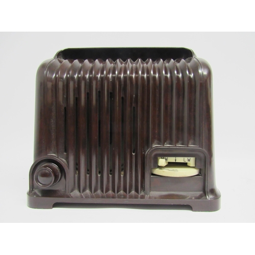 7300 - A Sobell 439 fluted brown Bakelite valve radio, c.1949