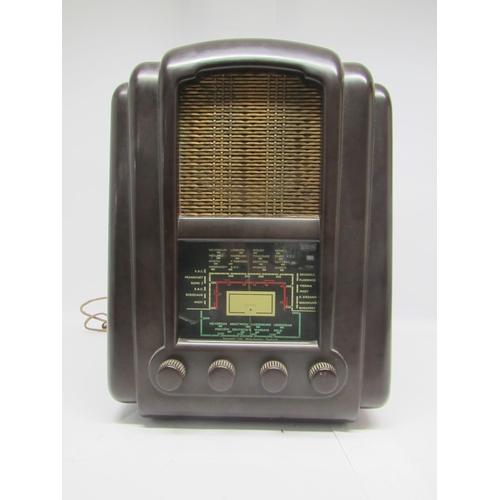 7314 - A Ferranti 145 valve radio in brown Bakelite Art Deco case, c.1945