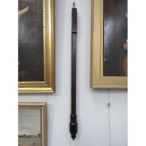 6032 - A Georgian mahogany marine stick barometer, 95cm long, 3.5cm wide, a/f