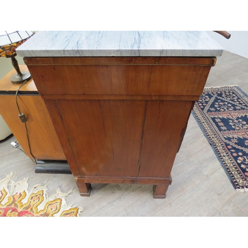 6056A - A Napoleonic Empire walnut chest of four long drawers, marble top, 97cm x 124cm x 58.5cm