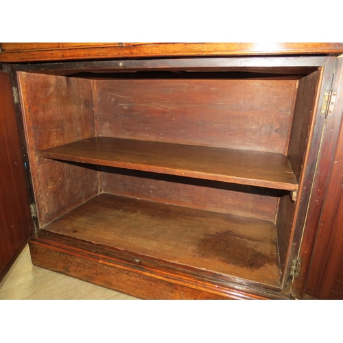 6080 - A late George III rosewood side cabinet the pierced brass three quarter gallery with ivory inlaid to... 